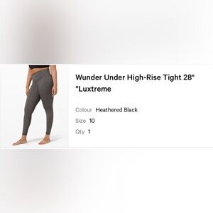 Wunder Under HR 28” Luxtreme - Heathered Black - Size 10